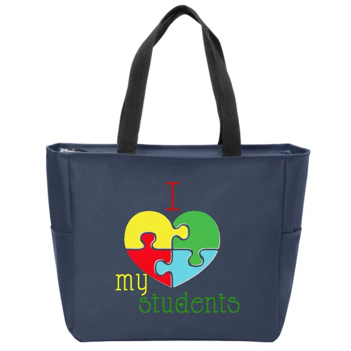 I Love My Students Autism Awareness Puzzle Teacher Gift Zip Tote Bag