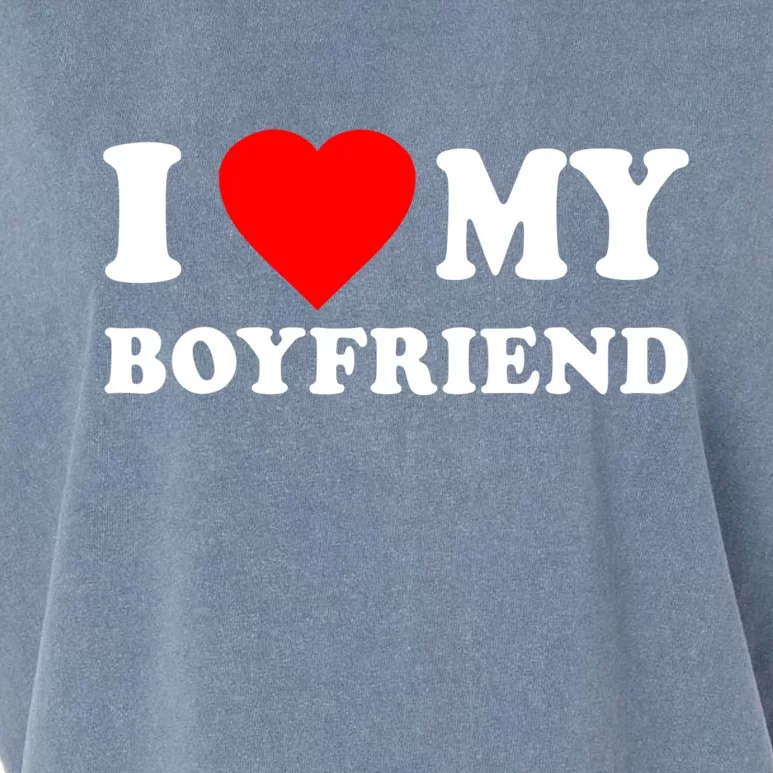 I Love My Boyfriend Design Garment-Dyed Women's Muscle Tee