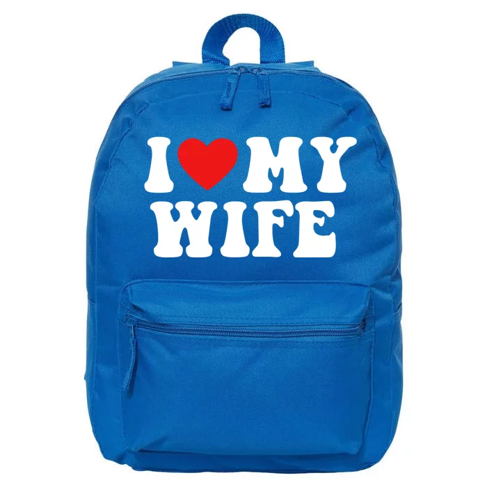 I Love My Wife Retro Funny Happy Valentine's Day Couple Gift 16 in Basic Backpack