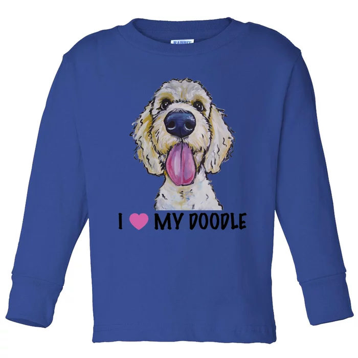 I Love My Doodle Gift Golden Doodle Gift Toddler Long Sleeve Shirt