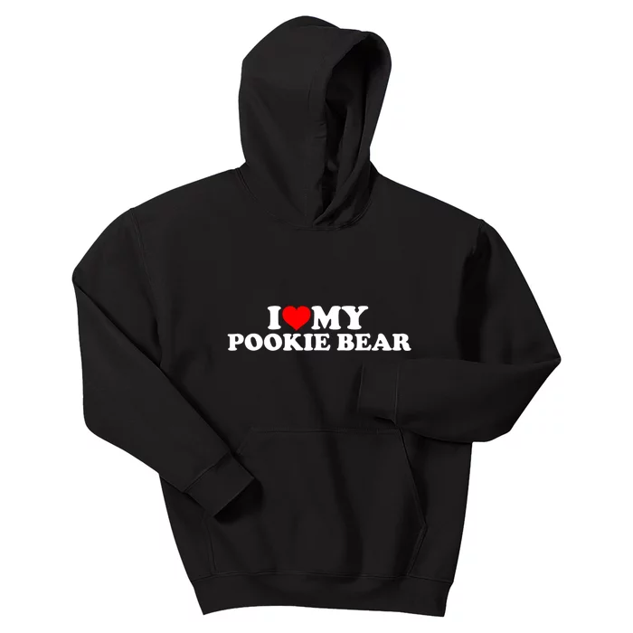 I Love My Pookie Bear ValentineS Day Kids Hoodie