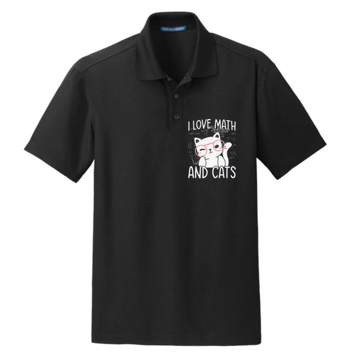 I Love Math And Cats Dry Zone Grid Performance Polo