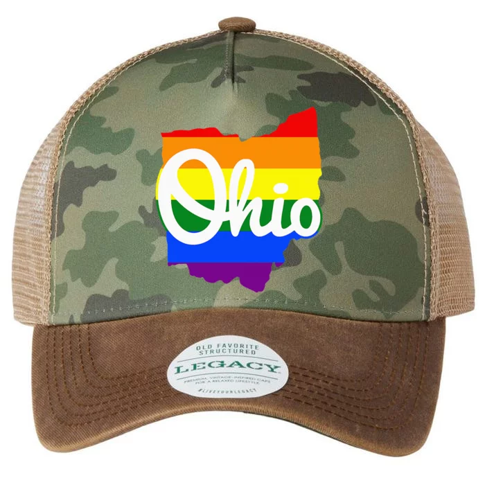 I Love My Ohio Home Script Ohio Pride Flag Legacy Tie Dye Trucker Hat