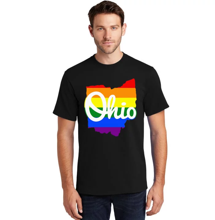 I Love My Ohio Home Script Ohio Pride Flag Tall T-Shirt