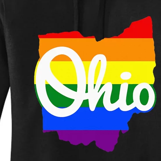 I Love My Ohio Home Script Ohio Pride Flag Women's Pullover Hoodie