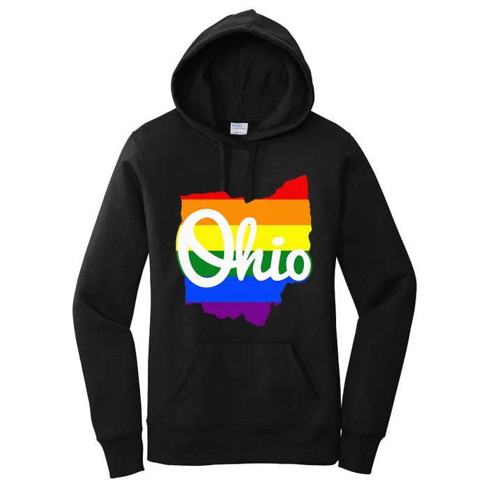 I Love My Ohio Home Script Ohio Pride Flag Women's Pullover Hoodie