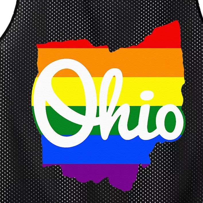 I Love My Ohio Home Script Ohio Pride Flag Mesh Reversible Basketball Jersey Tank