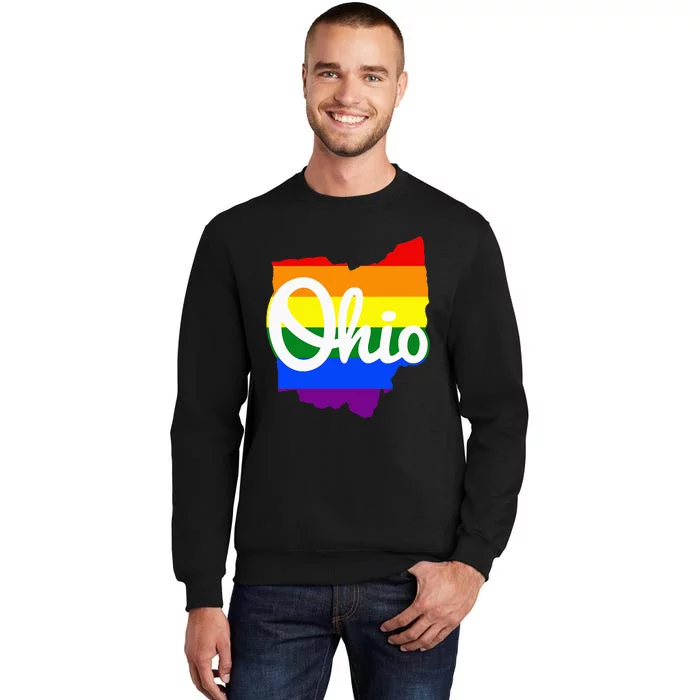 I Love My Ohio Home Script Ohio Pride Flag Tall Sweatshirt