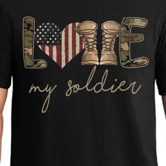 I Love My Soldier Military Army Wife USA Camour Flag Pajama Set