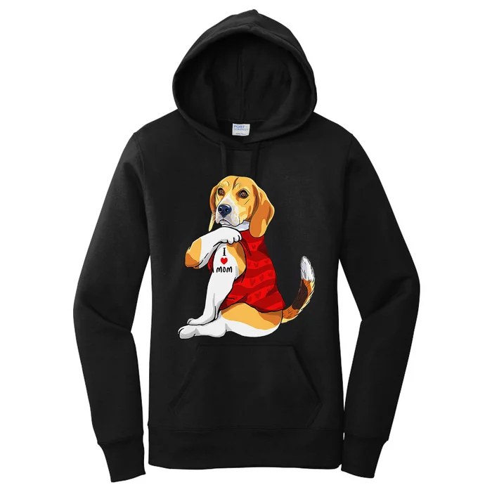 I Love Mom Tattoo Beagle Dog Lover Women's Pullover Hoodie