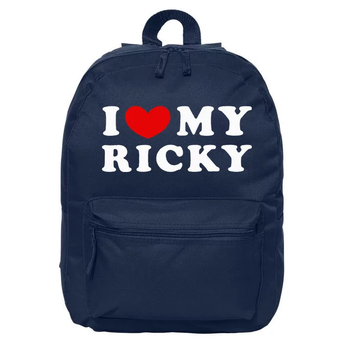 I Love My Ricky I Heart My Ricky funny saying 16 in Basic Backpack