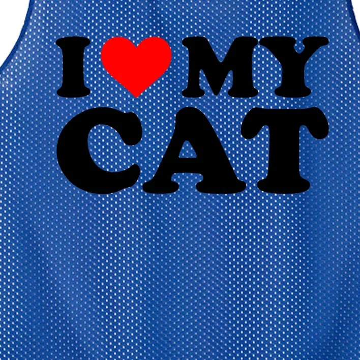 I Love My Cat Funny Red Heart Cat I Heart My Cat Cool Gift Mesh Reversible Basketball Jersey Tank