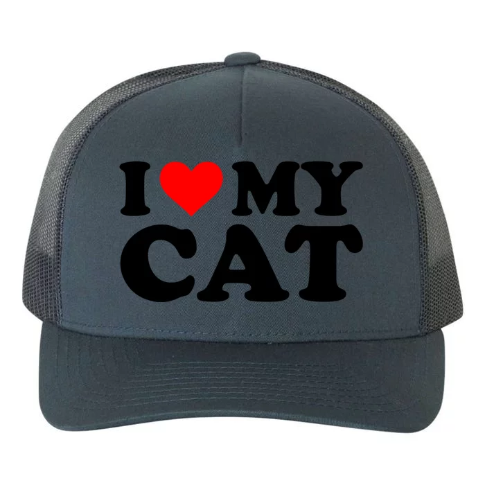 I Love My Cat Funny Red Heart Cat I Heart My Cat Cool Gift Yupoong Adult 5-Panel Trucker Hat