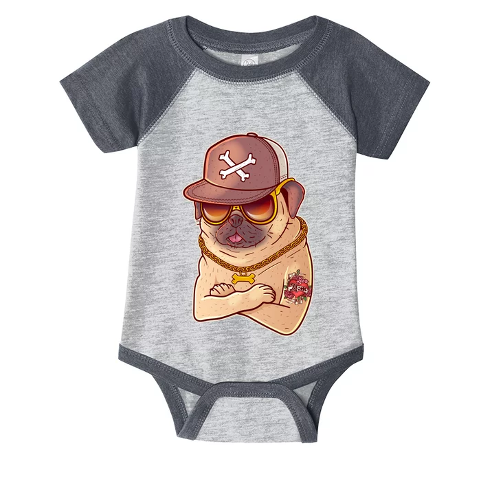 I Love Mom Tattoo Pug Dog Infant Baby Jersey Bodysuit