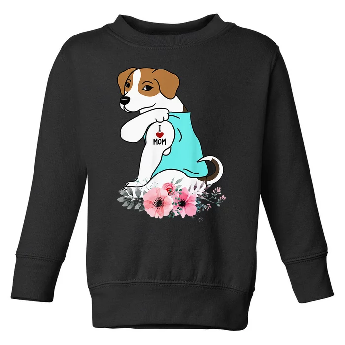 I Love Mom Tattoo Jack Russell Terrier Mother's Day Dog Toddler Sweatshirt