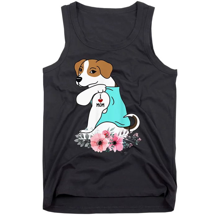 I Love Mom Tattoo Jack Russell Terrier Mother's Day Dog Tank Top