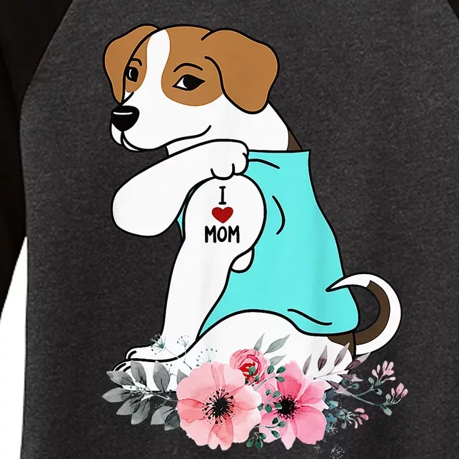 I Love Mom Tattoo Jack Russell Terrier Mother's Day Dog Women's Tri-Blend 3/4-Sleeve Raglan Shirt