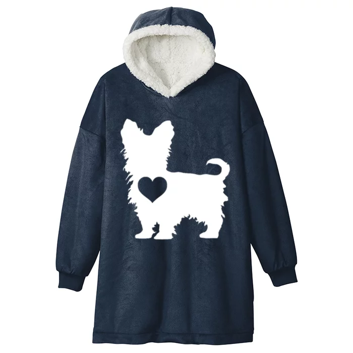 I Love My Yorkie Yorkshire Terrier Gift With Love Heart Hooded Wearable Blanket