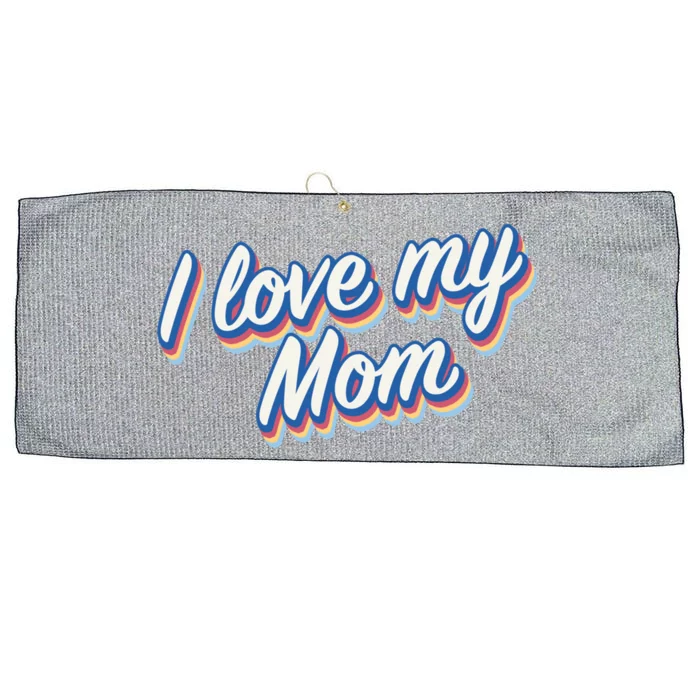 I Love My Mom Cool Retro Vintage Gift Large Microfiber Waffle Golf Towel