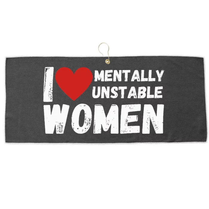 I Love Mentally Unstable Women Vintage Large Microfiber Waffle Golf Towel