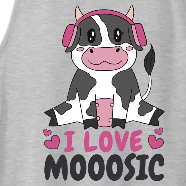 I Love Music Cow Ladies Tri-Blend Wicking Tank