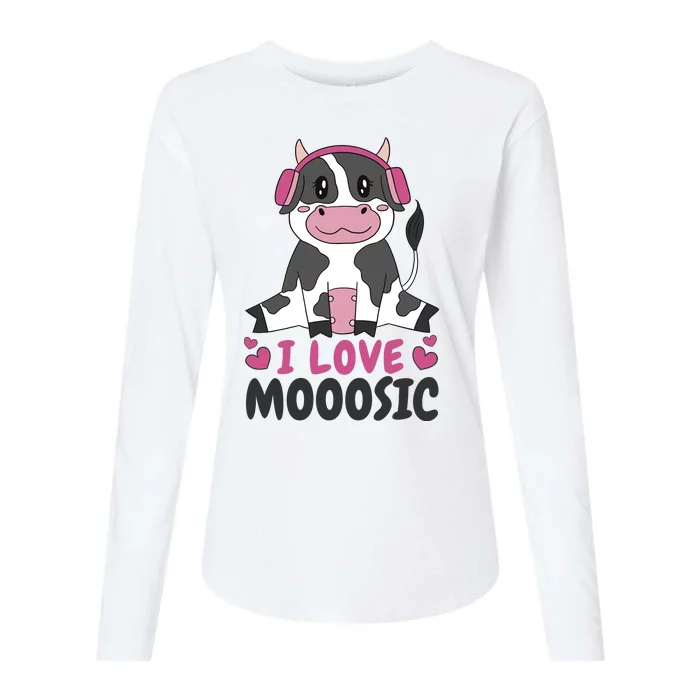 I Love Music Cow Womens Cotton Relaxed Long Sleeve T-Shirt