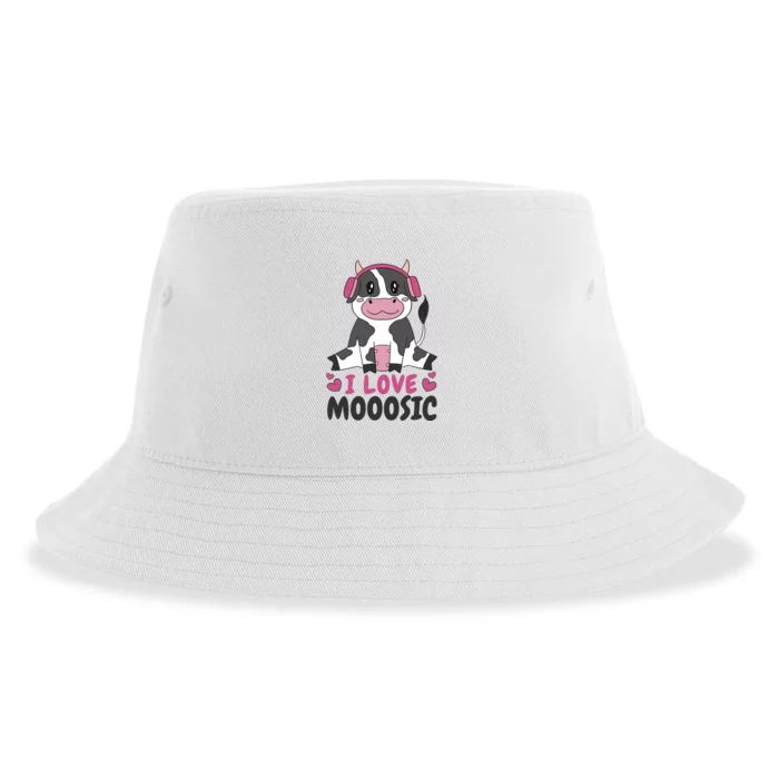 I Love Music Cow Sustainable Bucket Hat