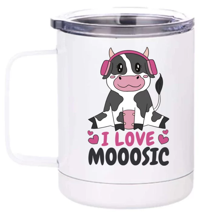 I Love Music Cow Front & Back 12oz Stainless Steel Tumbler Cup