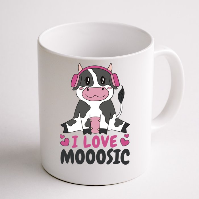 I Love Music Cow Front & Back Coffee Mug