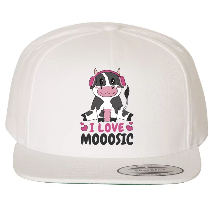 I Love Music Cow Wool Snapback Cap