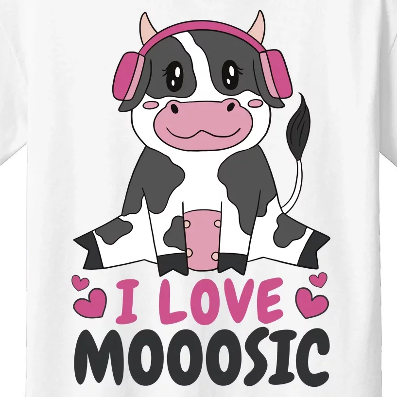 I Love Music Cow Kids T-Shirt