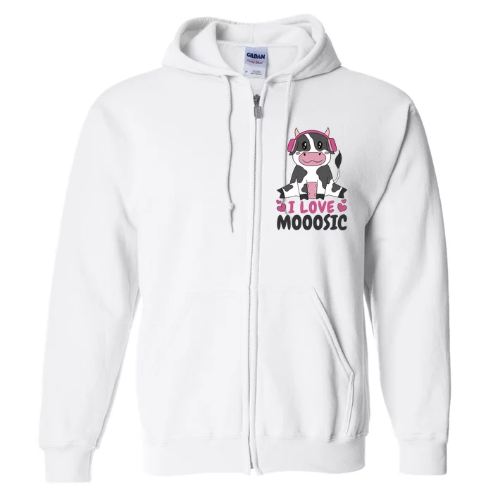 I Love Music Cow Full Zip Hoodie