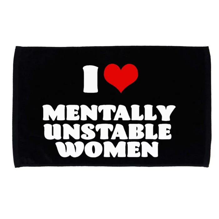 I Love Mentally Unstable  Red Heart Funny Sarcastic Microfiber Hand Towel