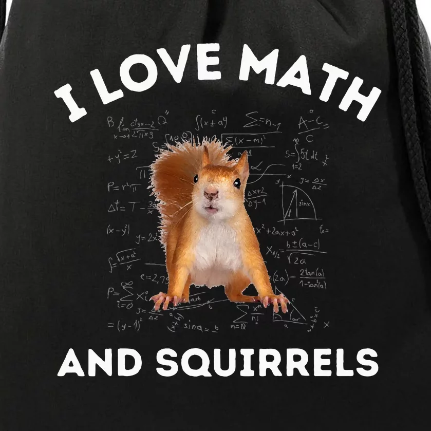 I Love Math And Squirrels Squirrel Lover Algebra Teacher Drawstring Bag