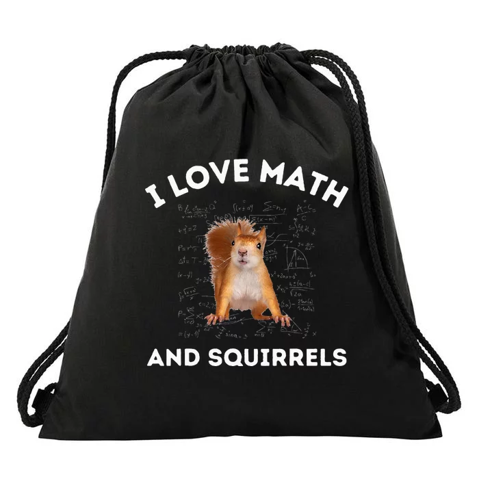 I Love Math And Squirrels Squirrel Lover Algebra Teacher Drawstring Bag