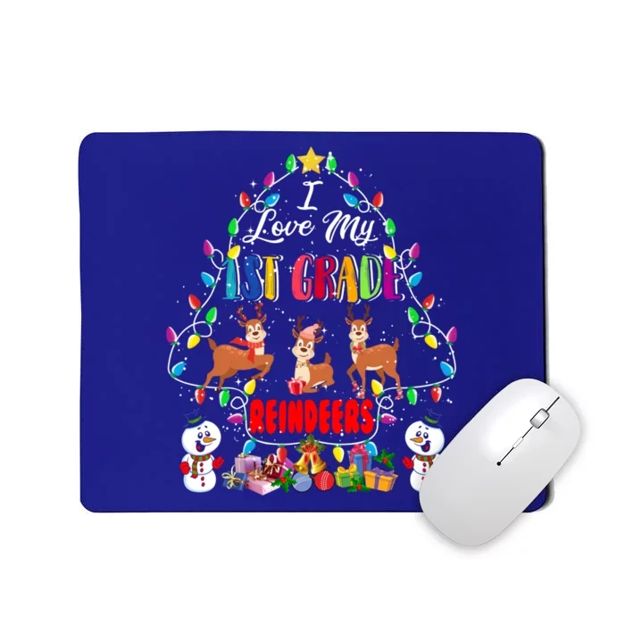 I Love My 1st Grade Reindeers Christmas Light Tree Teacher Funny Gift Mousepad