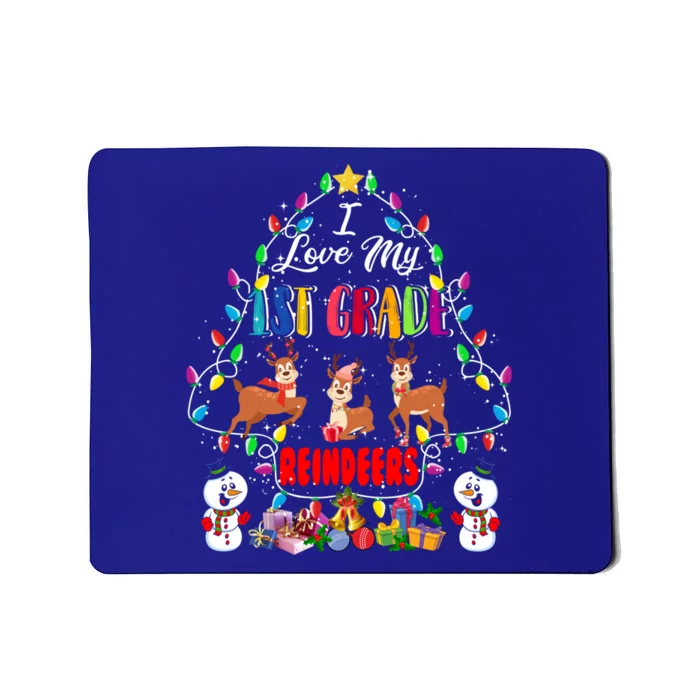 I Love My 1st Grade Reindeers Christmas Light Tree Teacher Funny Gift Mousepad