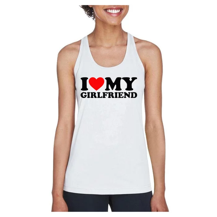 I Love My Girlfriend I Heart My Girlfriend Matching White Women's Racerback Tank