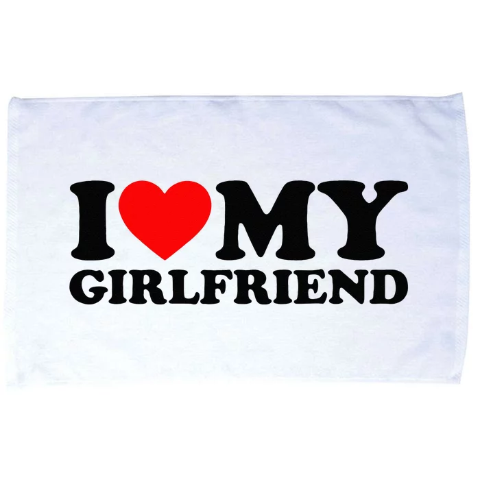 I Love My Girlfriend I Heart My Girlfriend Matching White Microfiber Hand Towel