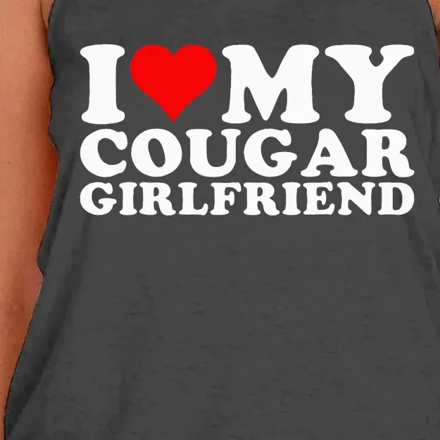 I Love My Cougar Girlfriend I Heart My Cougar Girlfriend GF Women's Knotted Racerback Tank