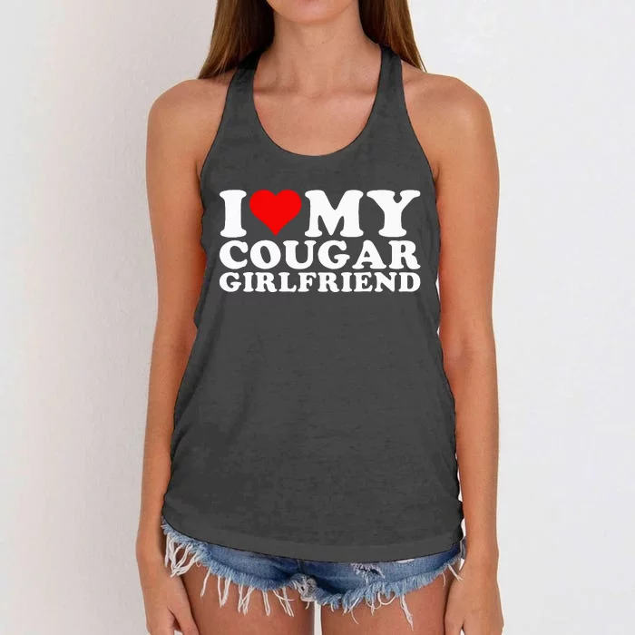 I Love My Cougar Girlfriend I Heart My Cougar Girlfriend GF Women's Knotted Racerback Tank