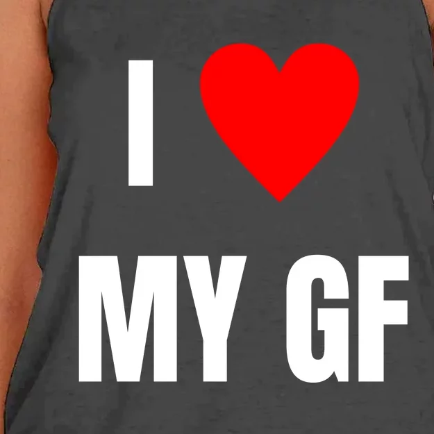 I Love My GF Girlfriend Heart Women's Knotted Racerback Tank