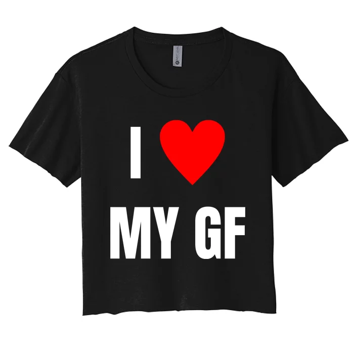 I Love My GF Girlfriend Heart Women's Crop Top Tee