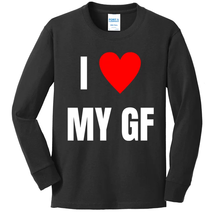 I Love My GF Girlfriend Heart Kids Long Sleeve Shirt