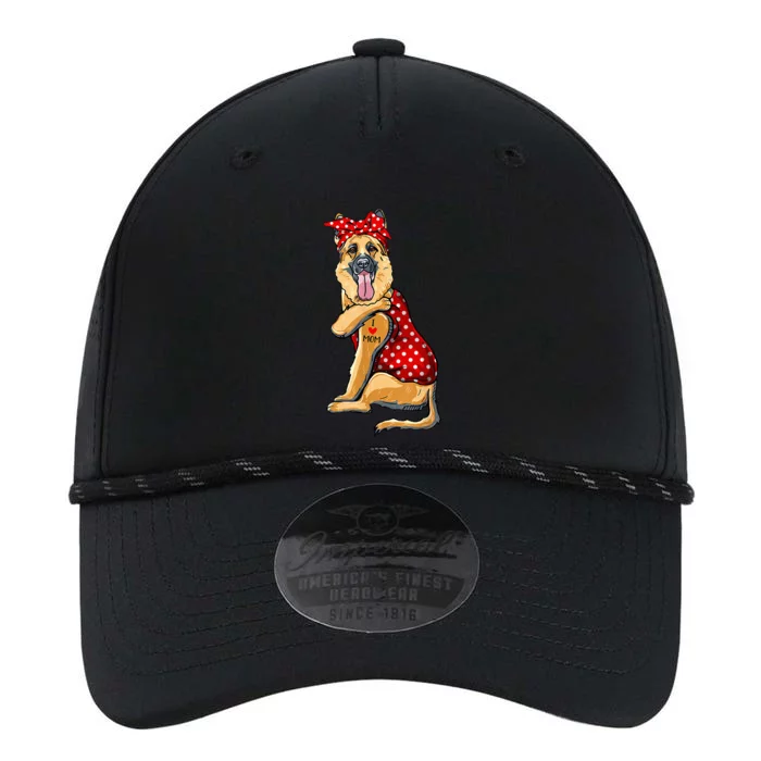 I Love Mom Tattoo Funny German Shepherd Dog Wearing Bandana Performance The Dyno Cap