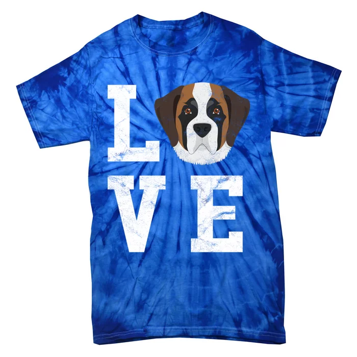 I Love My Dog Gift Saint Bernard Dog Lover Cute Gift Tie-Dye T-Shirt