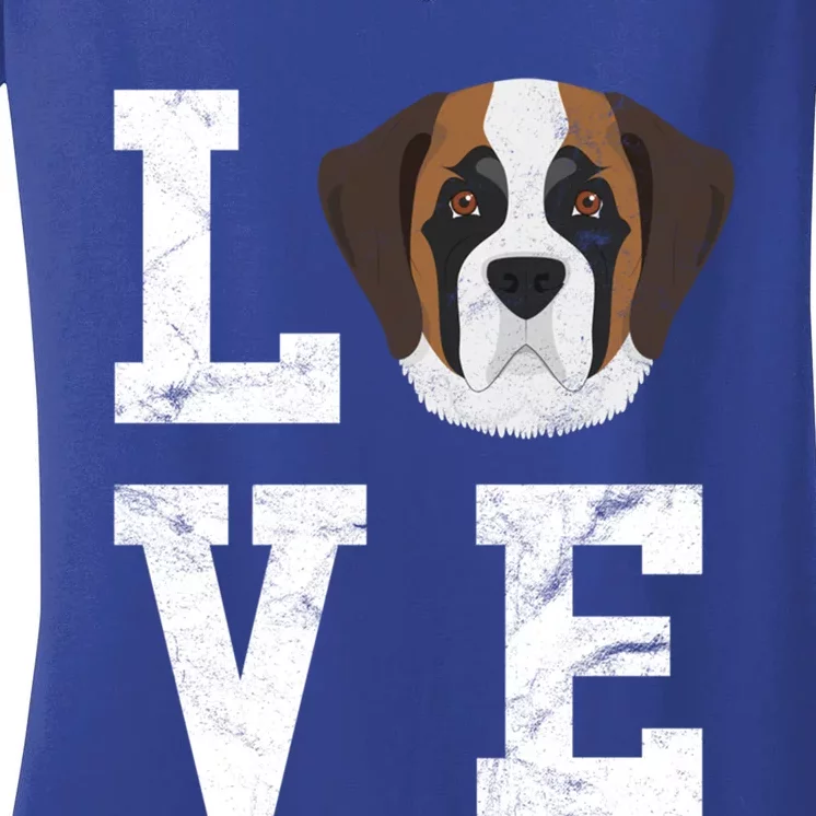 I Love My Dog Gift Saint Bernard Dog Lover Cute Gift Women's V-Neck T-Shirt