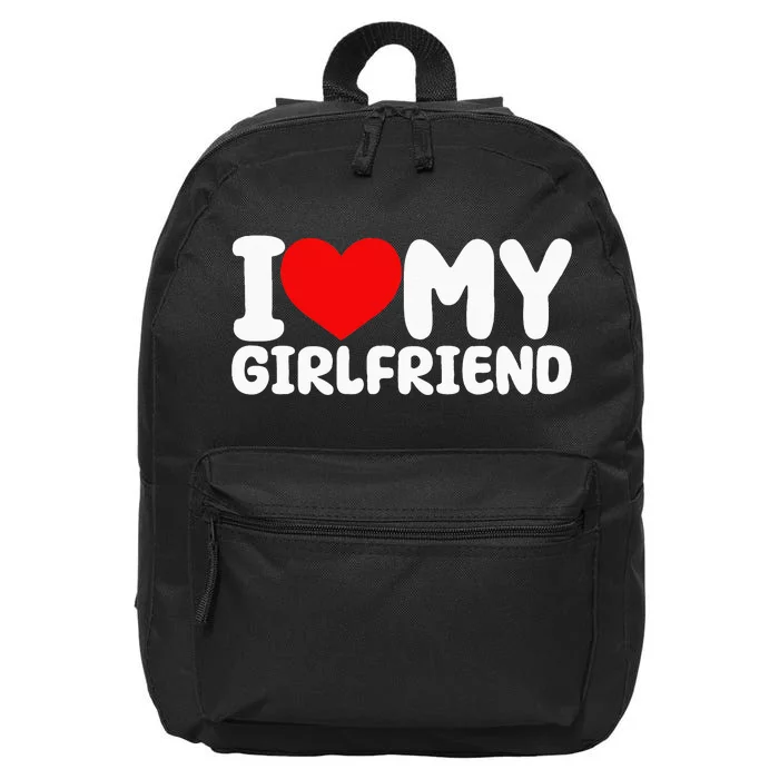 I Love My Girlfriend I Heart My Girlfriend 16 in Basic Backpack