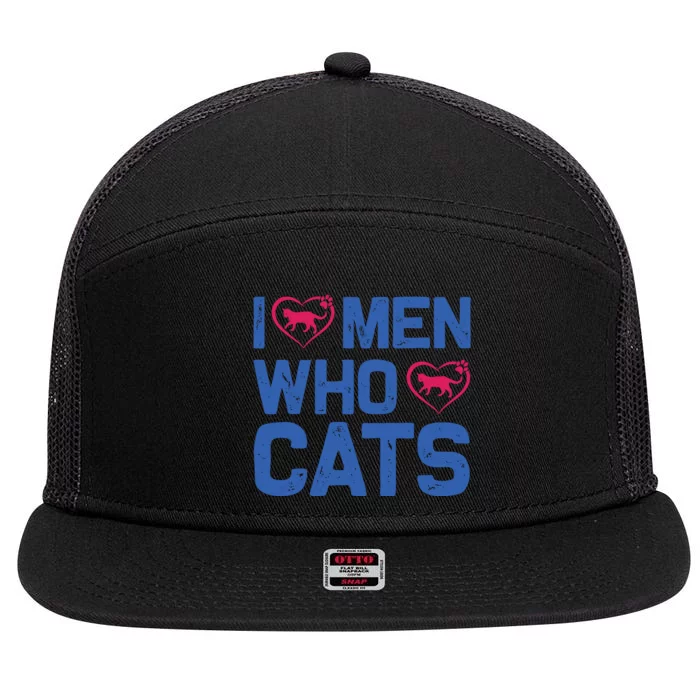 I Love Man Who Love Cats 7 Panel Mesh Trucker Snapback Hat