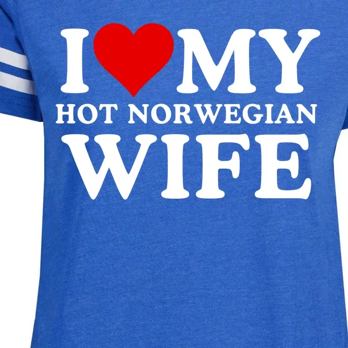 I Love My Hot Norwegian Wife I Love My Hot Wife I Heart My Hot Norwegian Wife Enza Ladies Jersey Football T-Shirt